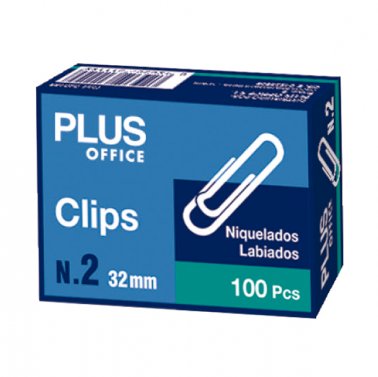 Clips Plus Office Niquelados Labiados Nº 2/32 mm /100 ud.