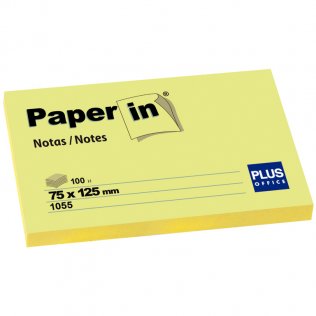 Bloc Notas Adhesivas Paper In Plus Office 75mmx125mm Amarillas 100 Hojas